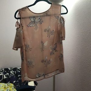 Pink open shoulder blouse
